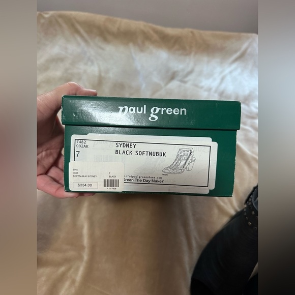 Paul Green the day maker Black Studded Suede Heeled Boots 7 - Picture 6 of 6